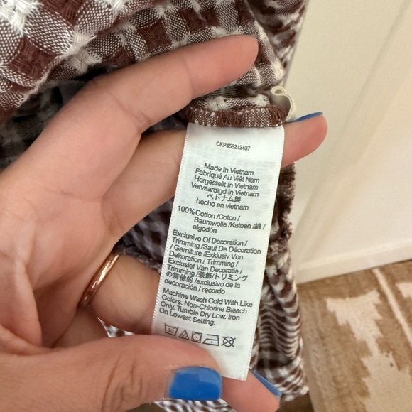 Madewell Lucie Elbow-sleeve Smocked Midi Dress in Brown Gingham - Picture 7 of 7